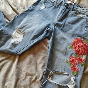 Cello Floral Embroidered Blue Jeans